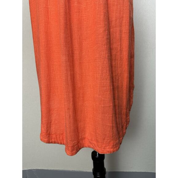 Umgee Anthropology Tunic Dress L Linen Blend V-Neck Short Sleeve Raw Frayed Hem - Picture 10 of 16